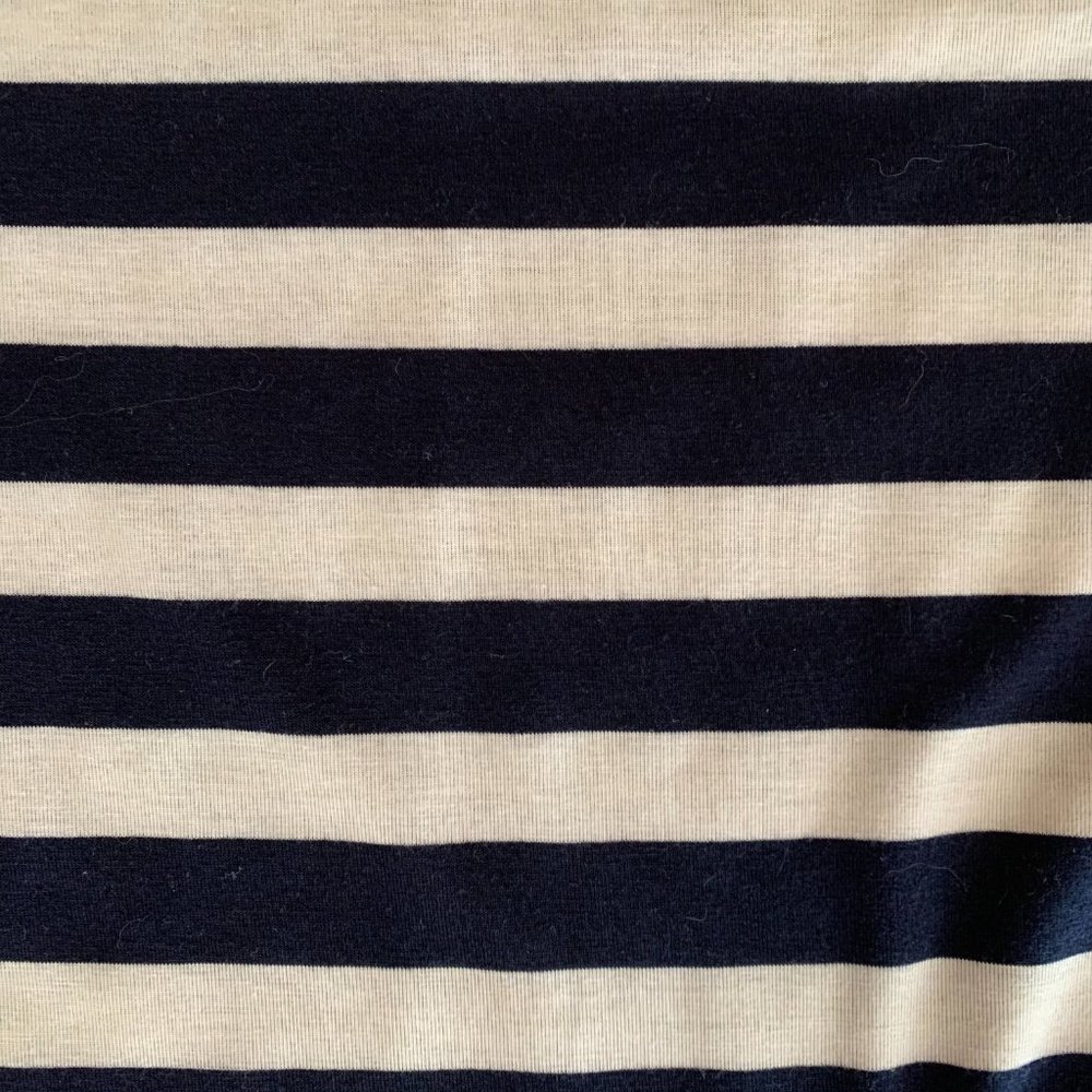 Women's Isela Navy and White Striped Gingham Nautical Ruffled Sleeves Blouse EUC - Picture 6 of 11